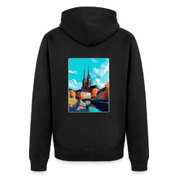 Uppsala Sweden Vintage Travel Poster Souvenir WPA - Unisex Premium Organic Zip Hoodie - black - Back - Nico (187cm)
