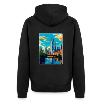 Francfort, Allemagne, Affiche de voyage vintage, souvenir - Veste à capuche bio Premium Unisexe - noir - Dos - Nico (187cm)
