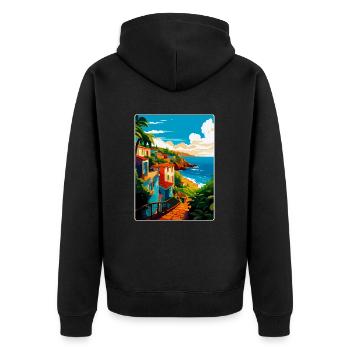 São Miguel Portugal Vintage Travel Poster Souvenir - Unisex Premium Organic Zip Hoodie - black - Back - Nico (187cm)