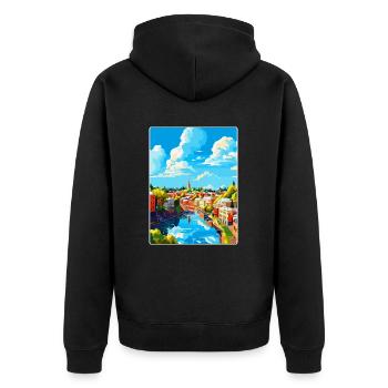 Turku Finnland Vintage Reiseplakat WPA Souvenir - Unisex Premium Bio Zip Hoodie - Schwarz - Hinten - Nico (187cm)