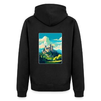 Assise, Italie, Affiche de voyage vintage, WPA, Souvenir - Veste à capuche bio Premium Unisexe - noir - Dos - Nico (187cm)