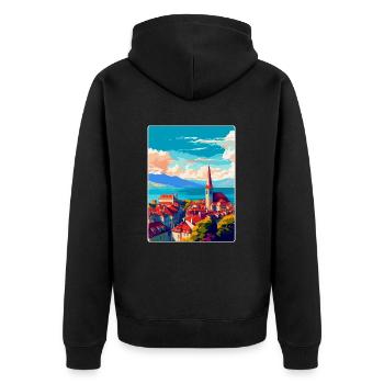 Lausanne Suisse Affiche de voyage vintage WPA Art - Veste à capuche bio Premium Unisexe - noir - Dos - Nico (187cm)