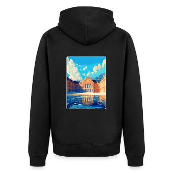 Versailles Frankreich Vintage Reiseplakat Souvenir - Unisex Premium Bio Zip Hoodie - Schwarz - Hinten - Nico (187cm)