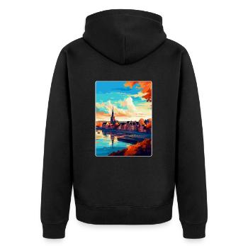 Nimègue Pays-Bas Affiche de voyage vintage WPA Art - Veste à capuche bio Premium Unisexe - noir - Dos - Nico (187cm)