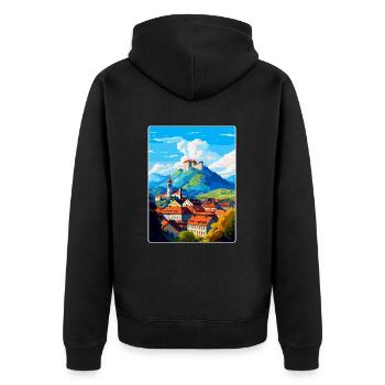 Ljubljana Slovénie Affiche de voyage vintage souvenir - Veste à capuche bio Premium Unisexe - noir - Dos - Nico (187cm)