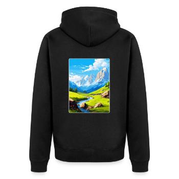 Picos De Europa National Park Spain Travel Poster - Unisex Premium Organic Zip Hoodie - black - Back - Nico (187cm)
