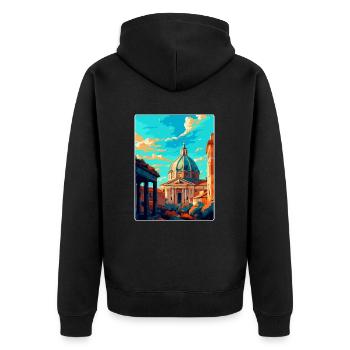 Rome Italy Vintage Travel Poster Souvenir Postcard - Unisex Premium Organic Zip Hoodie - black - Back - Nico (187cm)