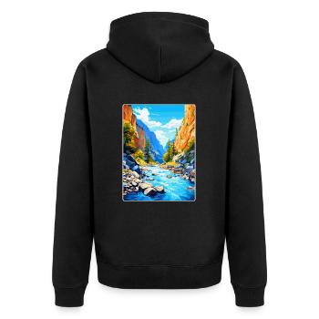 Samaria Schlucht Griechenland Vintage Reise Poster WPA Kunst - Unisex Premium Bio Zip Hoodie - Schwarz - Hinten - Nico (187cm)