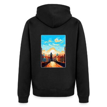Prague République tchèque Affiche de voyage vintage WPA - Veste à capuche bio Premium Unisexe - noir - Dos - Nico (187cm)