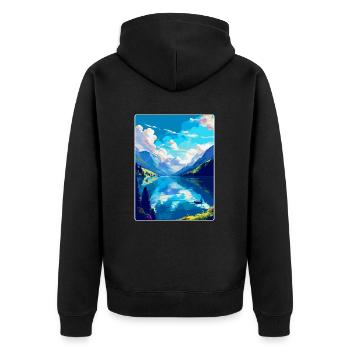 Lac des Quatre-Cantons, Suisse, Affiche de voyage vintage WPA - Veste à capuche bio Premium Unisexe - noir - Dos - Nico (187cm)