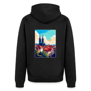 Brno République tchèque Poster de voyage vintage souvenir - Veste à capuche bio Premium Unisexe - noir - Dos - Nico (187cm)