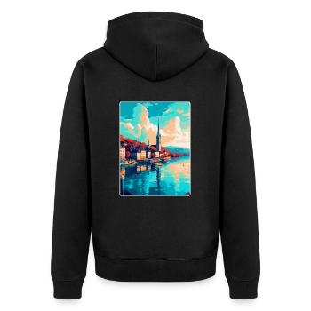 Zurich Suisse Affiche de voyage vintage souvenir - Veste à capuche bio Premium Unisexe - noir - Dos - Nico (187cm)