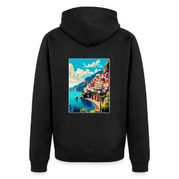 Amalfi Italie Affiche de voyage vintage WPA Souvenir - Veste à capuche bio Premium Unisexe - noir - Dos - Nico (187cm)
