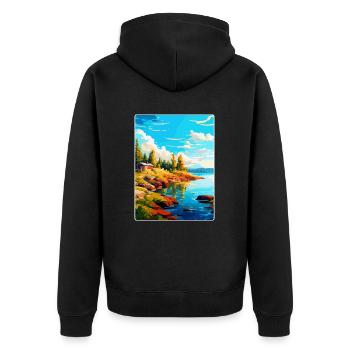 Ålandinseln Finnland Vintage Reiseplakat WPA - Unisex Premium Bio Zip Hoodie - Schwarz - Hinten - Nico (187cm)
