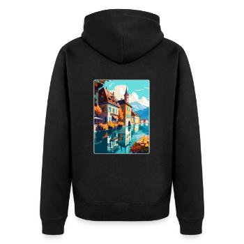 Annecy France Affiche de voyage vintage WPA Souvenir - Veste à capuche bio Premium Unisexe - noir - Dos - Nico (187cm)