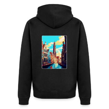 Antwerp Belgium Vintage Travel Poster Souvenir WPA - Unisex Premium Organic Zip Hoodie - black - Back - Nico (187cm)