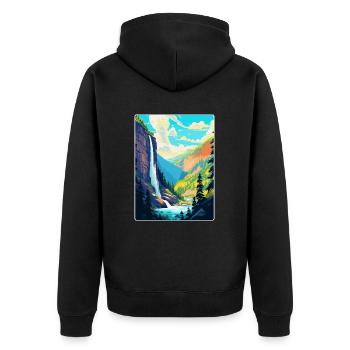 Reichenbach Falls Schweiz Reiseplakat WPA - Unisex Premium Bio Zip Hoodie - Schwarz - Hinten - Nico (187cm)