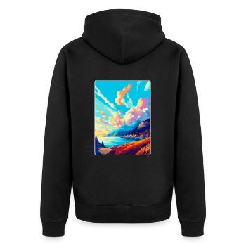 Bergen Norway Vintage Travel Poster WPA Souvenir - Unisex Premium Organic Zip Hoodie - black - Back - Nico (187cm)