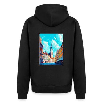 Poznan Poland Vintage Travel Poster WPA Souvenir - Unisex Premium Organic Zip Hoodie - black - Back - Nico (187cm)