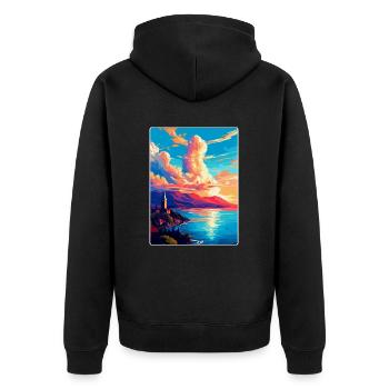 Neuchâtel Suisse Affiche de voyage vintage WPA - Veste à capuche bio Premium Unisexe - noir - Dos - Nico (187cm)