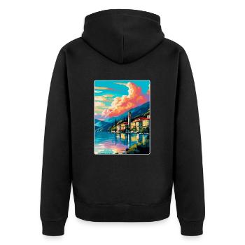 Lake Como Italy Vintage Travel Poster Souvenir WPA - Unisex Premium Organic Zip Hoodie - black - Back - Nico (187cm)