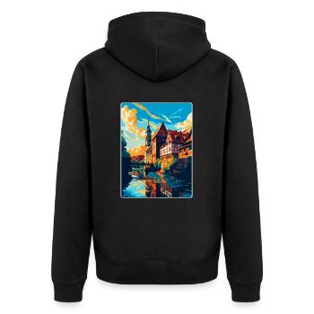 Nuremberg Allemagne Affiche de voyage vintage souvenir - Veste à capuche bio Premium Unisexe - noir - Dos - Nico (187cm)