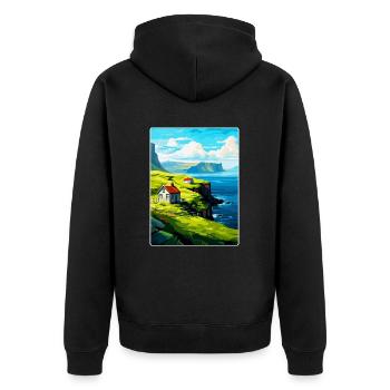 Îles Féroé Danemark Affiche de voyage vintage WPA - Veste à capuche bio Premium Unisexe - noir - Dos - Nico (187cm)