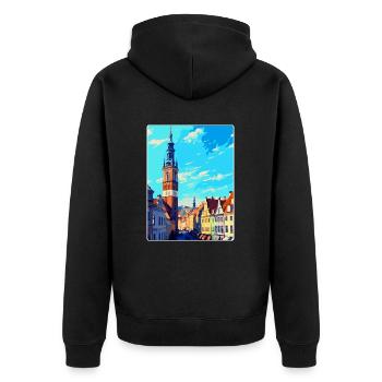 Breslau Polen Vintage Reiseplakat Souvenir WPA - Unisex Premium Bio Zip Hoodie - Schwarz - Hinten - Nico (187cm)