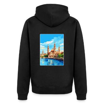 Saragosse Espagne Affiche de voyage vintage Souvenir WPA - Veste à capuche bio Premium Unisexe - noir - Dos - Nico (187cm)