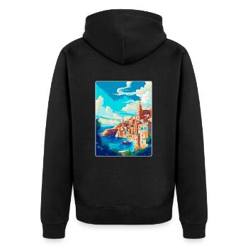 La Valette Malte Affiche de voyage vintage Souvenir WPA - Veste à capuche bio Premium Unisexe - noir - Dos - Nico (187cm)