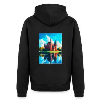 Château de Haar Pays-Bas Affiche de voyage vintage - Veste à capuche bio Premium Unisexe - noir - Dos - Nico (187cm)
