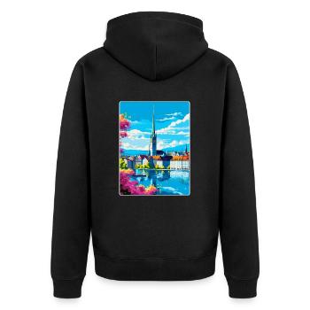 Zurich Suisse Affiche de voyage vintage souvenir - Veste à capuche bio Premium Unisexe - noir - Dos - Nico (187cm)