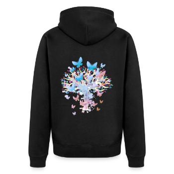 Tree Trees Nature Butterflies Spring - Unisex Premium Organic Zip Hoodie - black - Back - Nico (187cm)