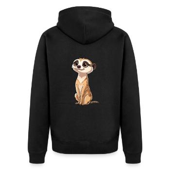 Verspielter Erdmännchen Blick - Unisex Premium Bio Zip Hoodie - Schwarz - Hinten - Nico (187cm)