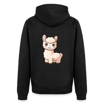 Joli motif d’alpaga pour les amoureux des animaux - Veste à capuche bio Premium Unisexe - noir - Dos - Nico (187cm)