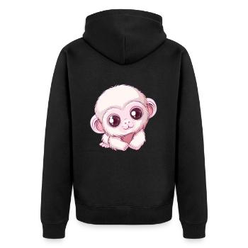Cute Pink Baby Monkey Look - Unisex Premium Organic Zip Hoodie - black - Back - Nico (187cm)