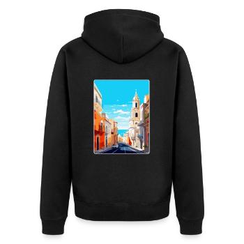 Cadiz Spain Vintage Travel Poster WPA Art Souvenir - Unisex Premium Organic Zip Hoodie - black - Back - Nico (187cm)