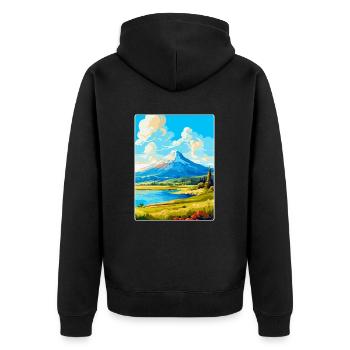 Mont Dirfi Grèce Affiche de voyage vintage souvenir - Veste à capuche bio Premium Unisexe - noir - Dos - Nico (187cm)