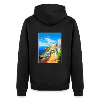 Albufeira Portugal Vintage Travel Poster Souvenir - Unisex Premium Organic Zip Hoodie - black - Back - Nico (187cm)
