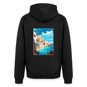 Naxos Greece Vintage Travel Poster WPA Souvenir - Unisex Premium Organic Zip Hoodie - black - Back - Nico (187cm)