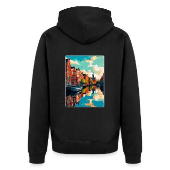 Leeuwarden Pays-Bas Affiche de voyage vintage WPA - Veste à capuche bio Premium Unisexe - noir - Dos - Nico (187cm)