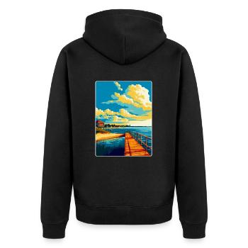 Swinoujscie Pologne Affiche de voyage vintage souvenir - Veste à capuche bio Premium Unisexe - noir - Dos - Nico (187cm)