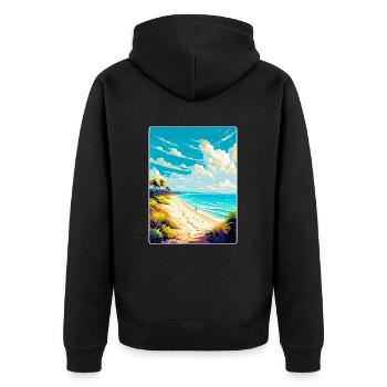 Strand Podrace Kroatien Vintage Reiseposter WPA - Unisex Premium Bio Zip Hoodie - Schwarz - Hinten - Nico (187cm)