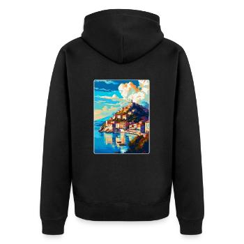 Kavala Grèce Vintage Affiche de voyage WPA Souvenir - Veste à capuche bio Premium Unisexe - noir - Dos - Nico (187cm)