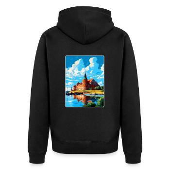 Kalmar Schweden Vintage Reiseposter WPA Souvenir - Unisex Premium Bio Zip Hoodie - Schwarz - Hinten - Nico (187cm)