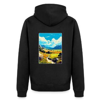 Nördlicher Velebit Kroatien Vintage Reiseplakat WPA - Unisex Premium Bio Zip Hoodie - Schwarz - Hinten - Nico (187cm)