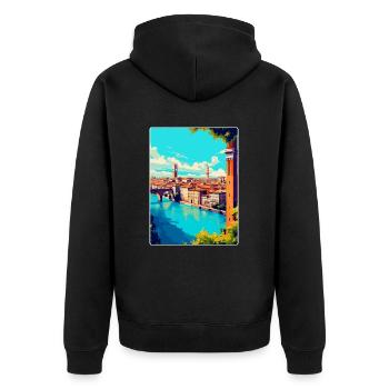 Vérone, Italie, Affiche de voyage vintage, WPA, Souvenir - Veste à capuche bio Premium Unisexe - noir - Dos - Nico (187cm)