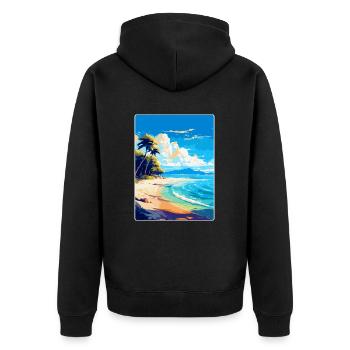 Strand Jakirusa Kroatien Vintage Reiseposter WPA - Unisex Premium Bio Zip Hoodie - Schwarz - Hinten - Nico (187cm)