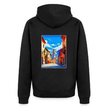 Oviedo Spanien Vintage Reiseplakat WPA Souvenir - Unisex Premium Bio Zip Hoodie - Schwarz - Hinten - Nico (187cm)