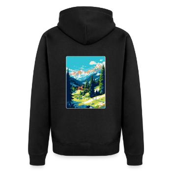 Gstaad Suisse Affiche de voyage vintage souvenir - Veste à capuche bio Premium Unisexe - noir - Dos - Nico (187cm)